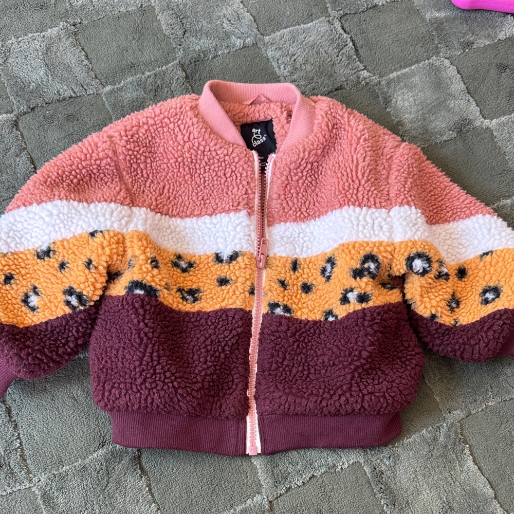 Target Art Class Toddler Colorblock Fleece Jacket -Pink, White, Orange, Burgundy
